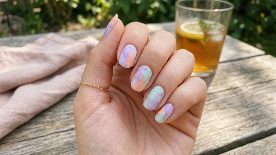 Pastel Watercolor Summer Nails