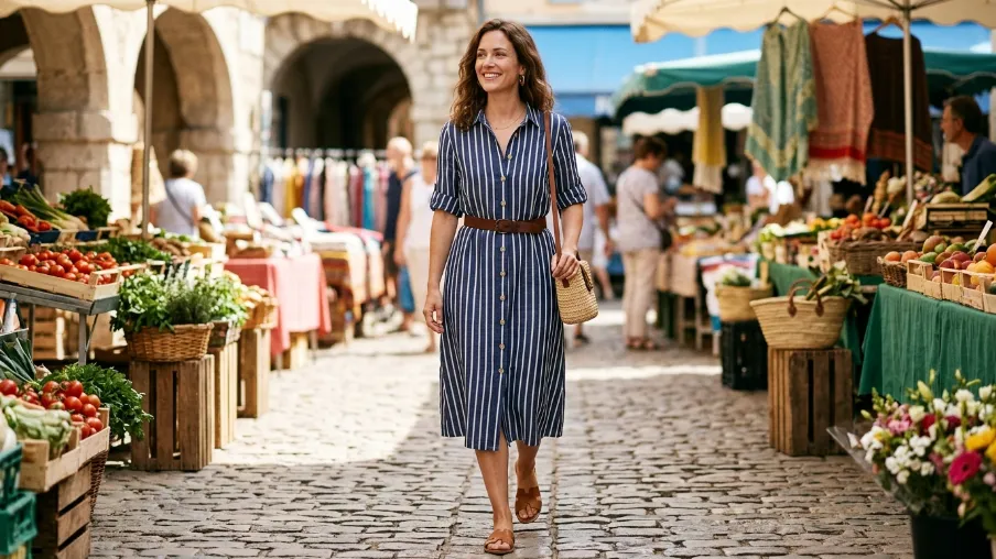 Striped Linen Shirt Dress