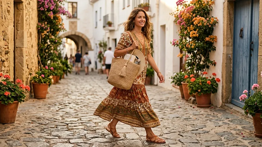 Summer Vacation Outfit: Maxi Dress and Sandals