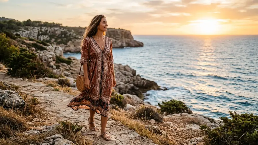 Boho Beachwear: Tie-Dye or Batik Coverup Dress