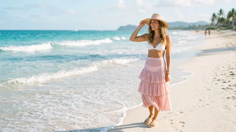 Ruffled Skirt for a Feminine Beach Look