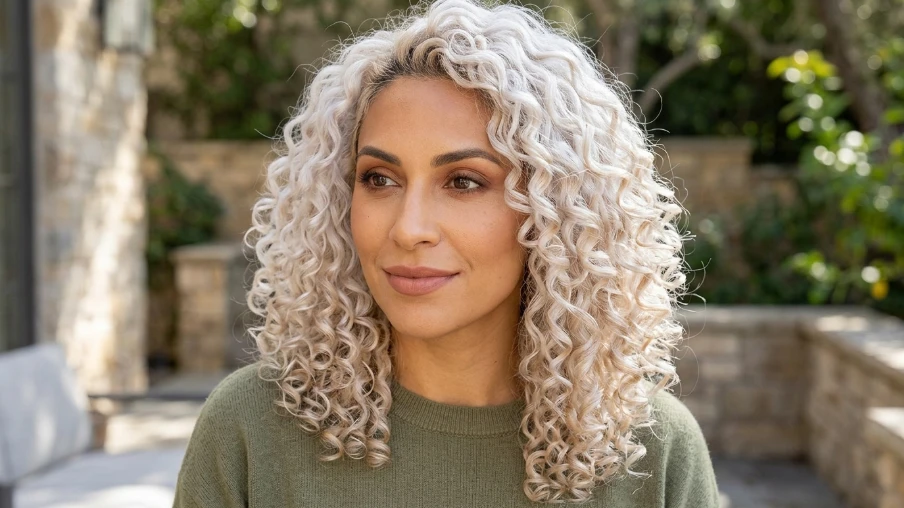 Pearl White Curly Hair with Soft Ringlets