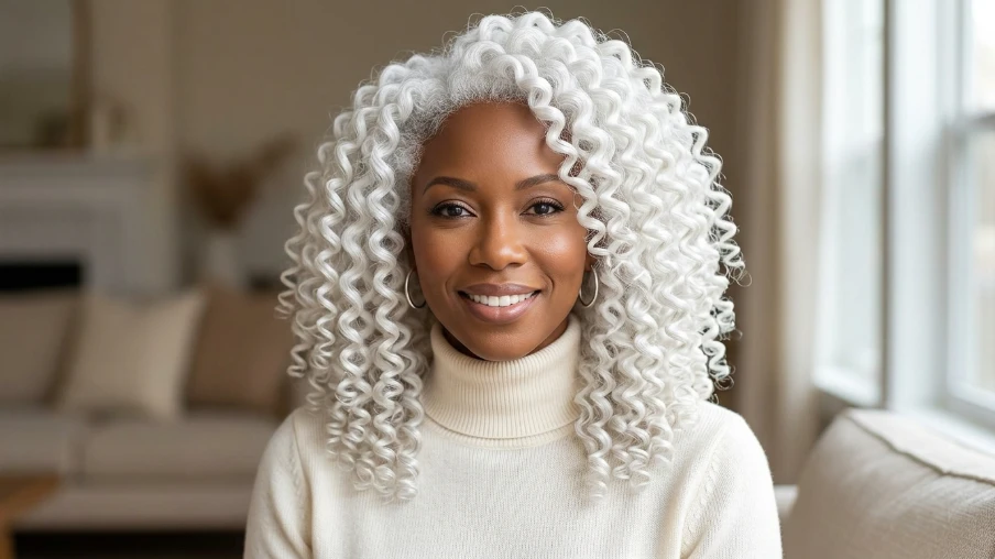 White Spiral Curls Hairstyle