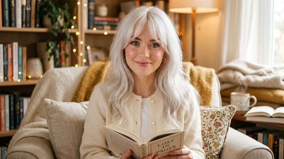 The White Hair with Curtain Bangs