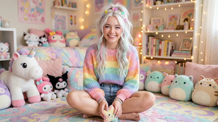 The White Hair with Color Streaks