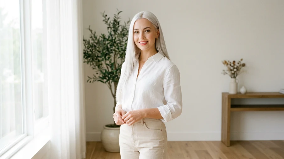 The Sleek Straight White Hair