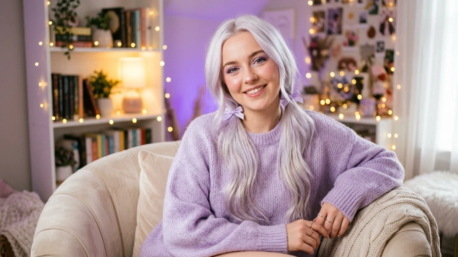 The White Hair with Lavender Tones