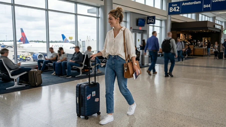 Straight-Leg Jeans With a Relaxed Blouse