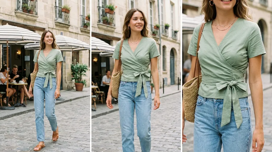 Ruched Wrap Top