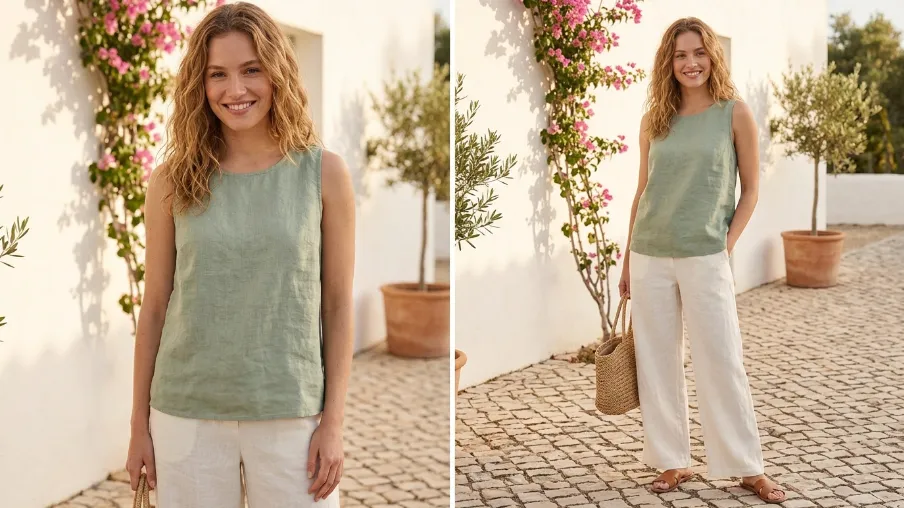 Linen Sleeveless Top