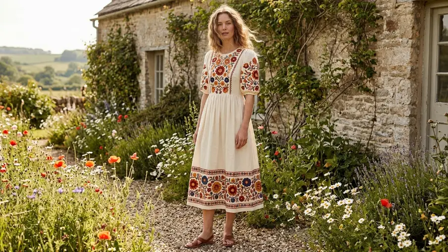 Floral Embroidered Midi Dress