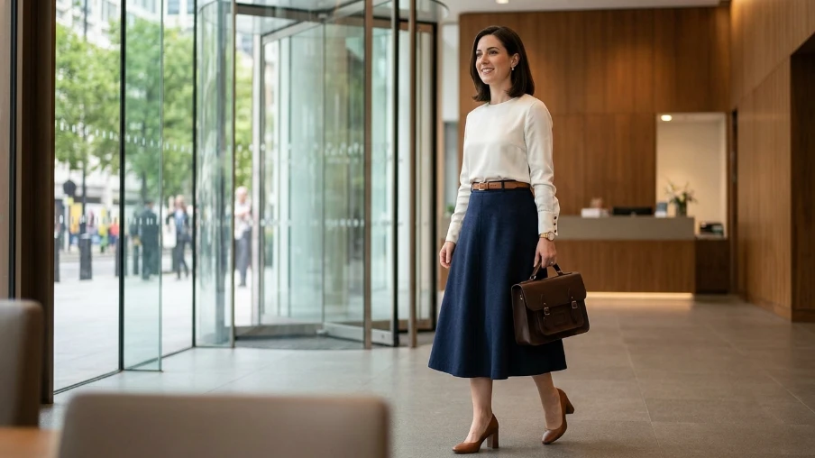  Tailored Midi Skirt with a Blouse