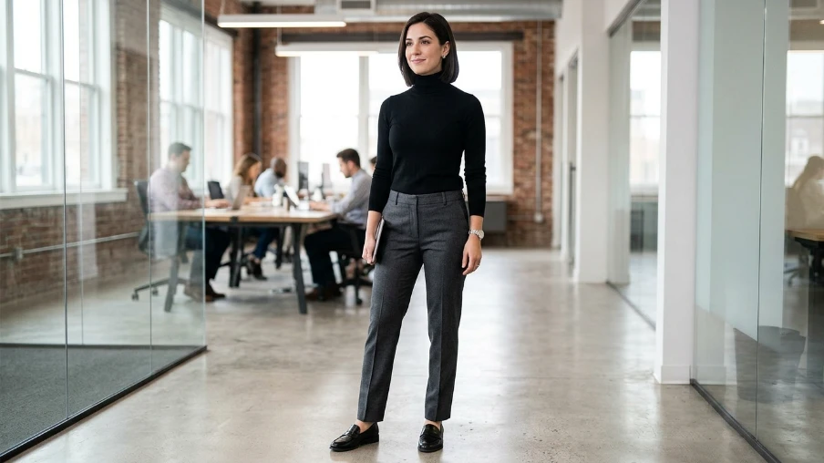 Turtleneck with Tailored Trousers