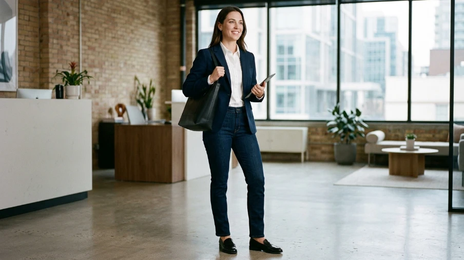 Dark Wash Jeans with a Blazer