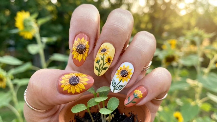  Sunflower Nail Art for July