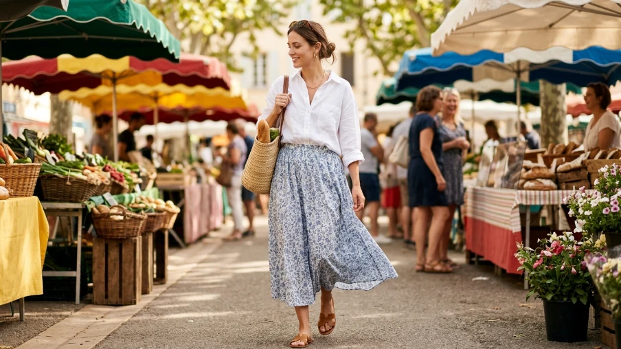  Oversized Shirt with Midi Skirt