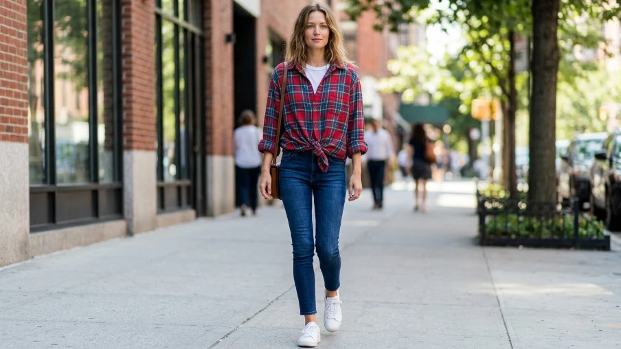 Oversized Plaid Shirt with Skinny Jeans