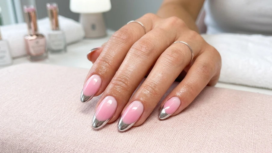 Pink Ombre with Chrome Tips