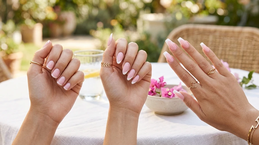 Light Pink Nails with White Tips